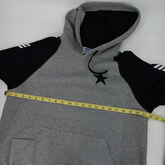 WOMENS BLACK/GRAY MEDIUM STAR PRINT PULLOVER HOODIE - Picture 8 of 16